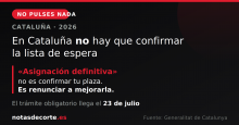 Preinscripción universitaria, Cataluña, Listas de espera, Notas de corte